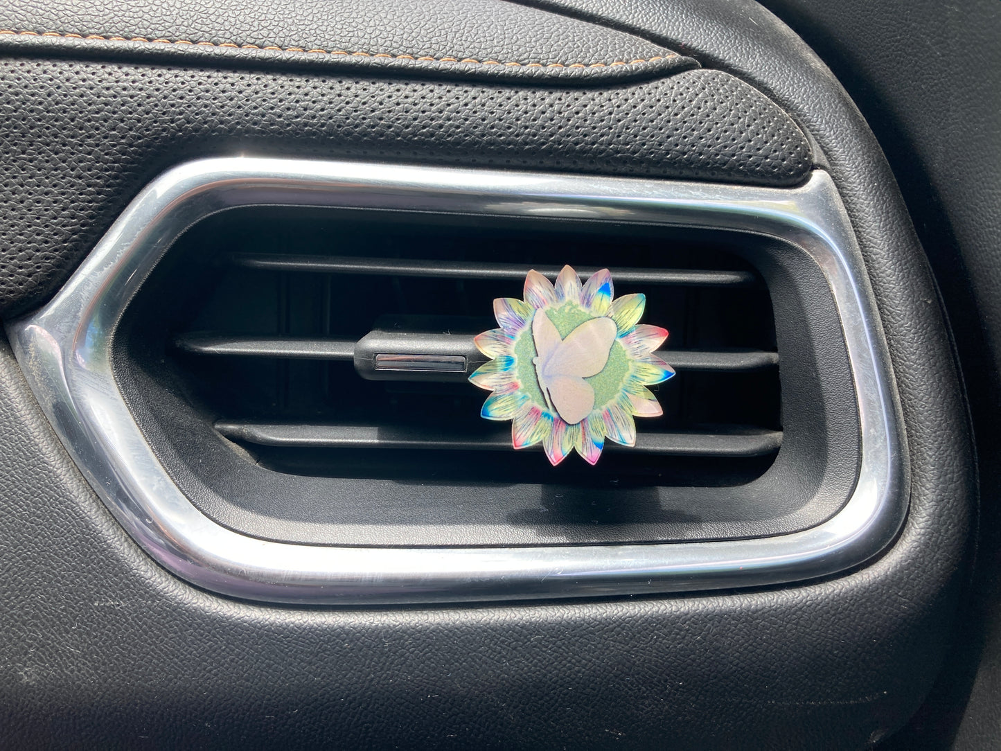 Pink Butterfly (SF24) Sunflower Acrylic 1.5" Vent Clip