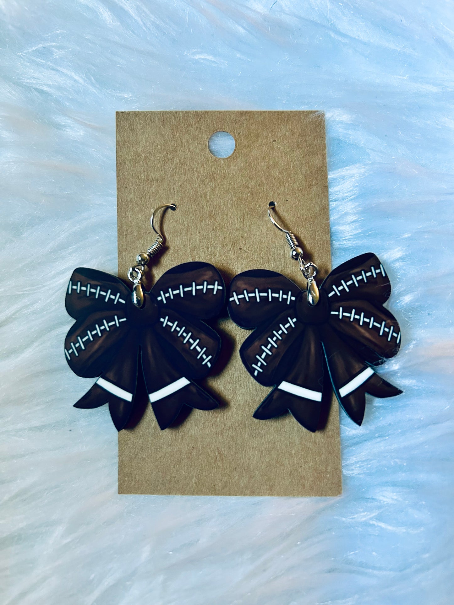 Football Bow Matte Earrings 1.5"