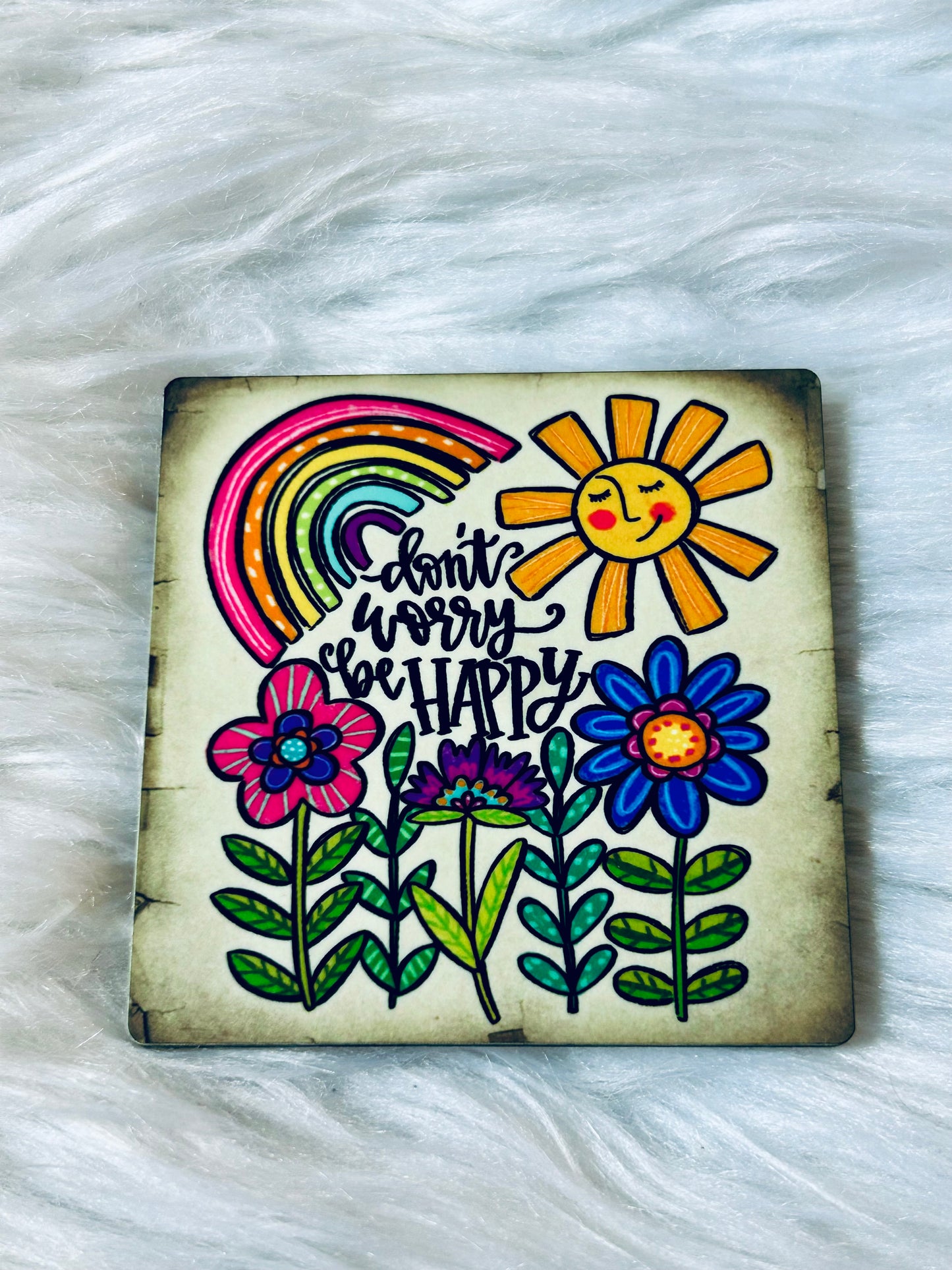 Don't Worry Be Happy Square Matte Magnet