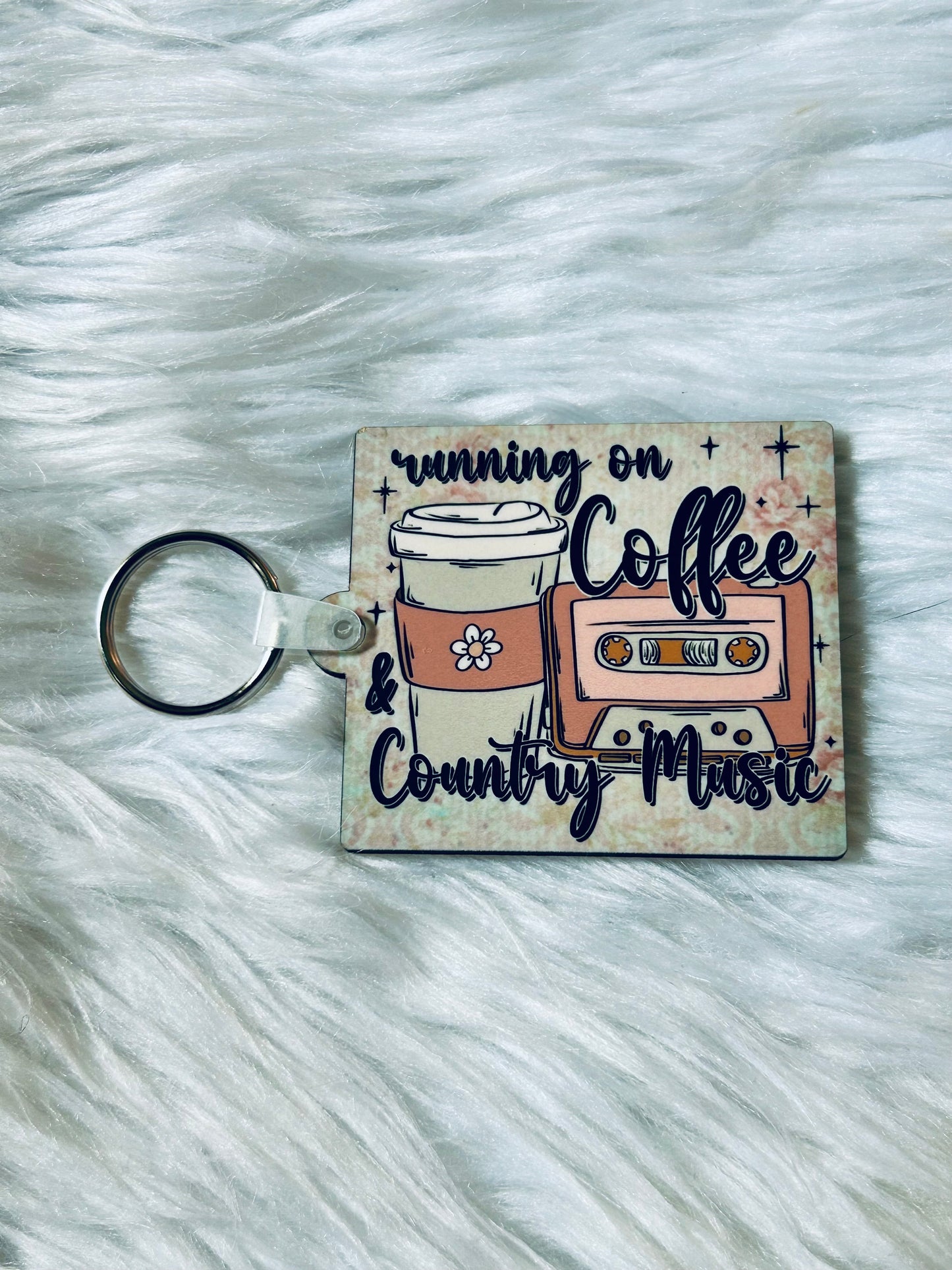 Country Music and Coffee Keychain