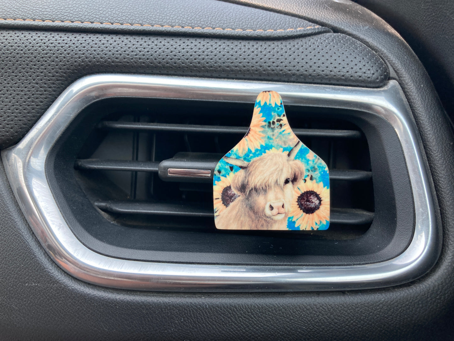 Sunflower Cow (CT14) Cattle Tag 2" Vent Clip