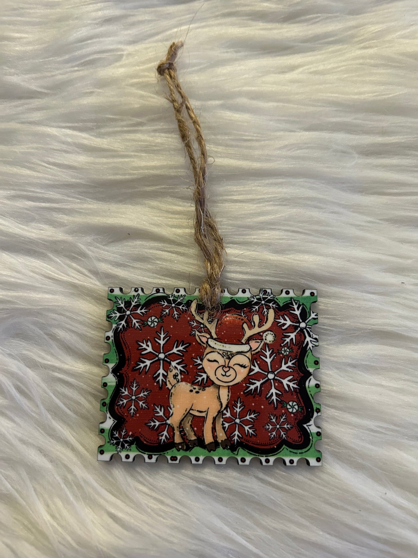 Reindeer Santa Hat (STS14) - Stamp Shape Ornament