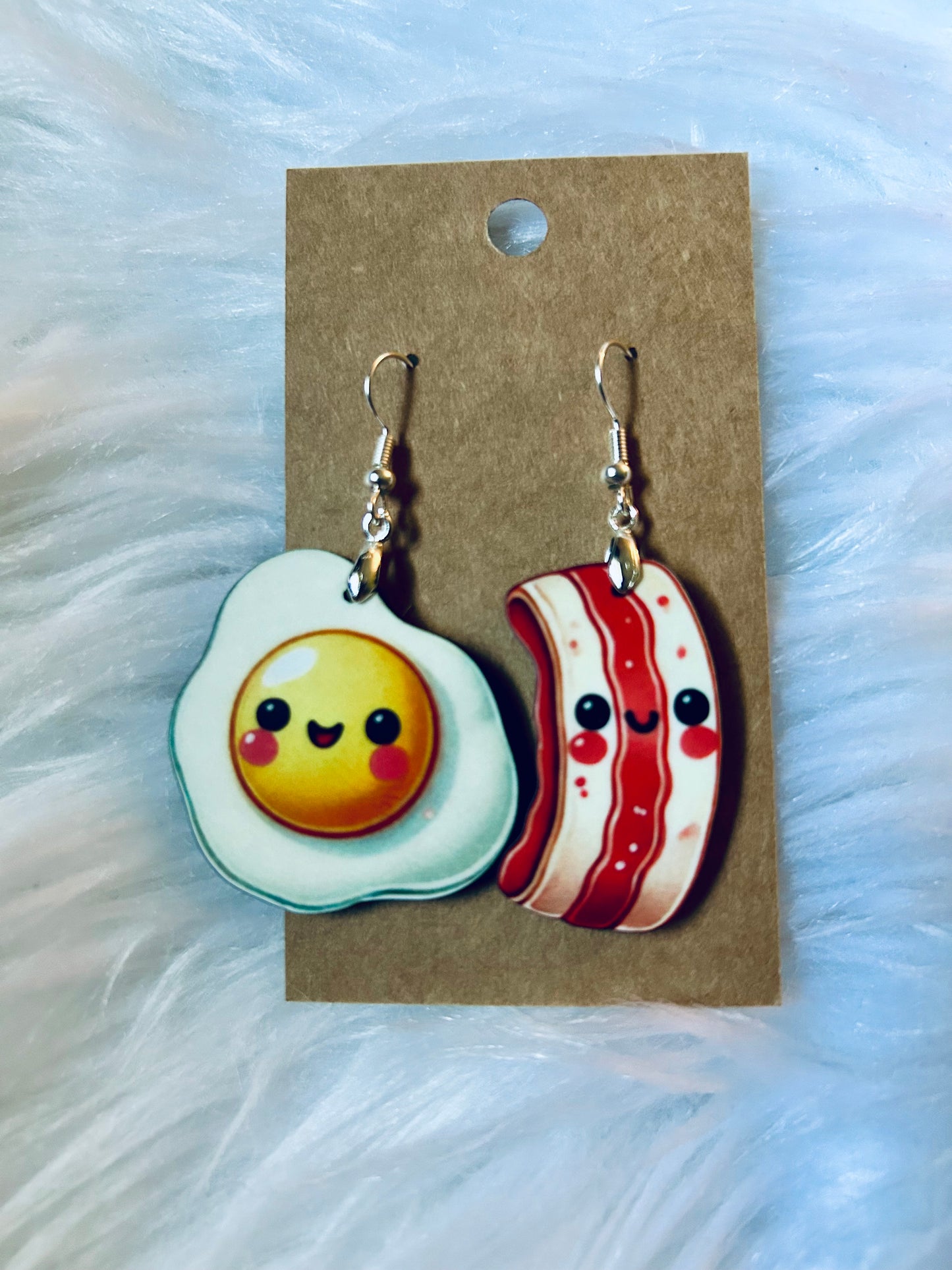 Bacon To My Eggs Earrings 1.5"