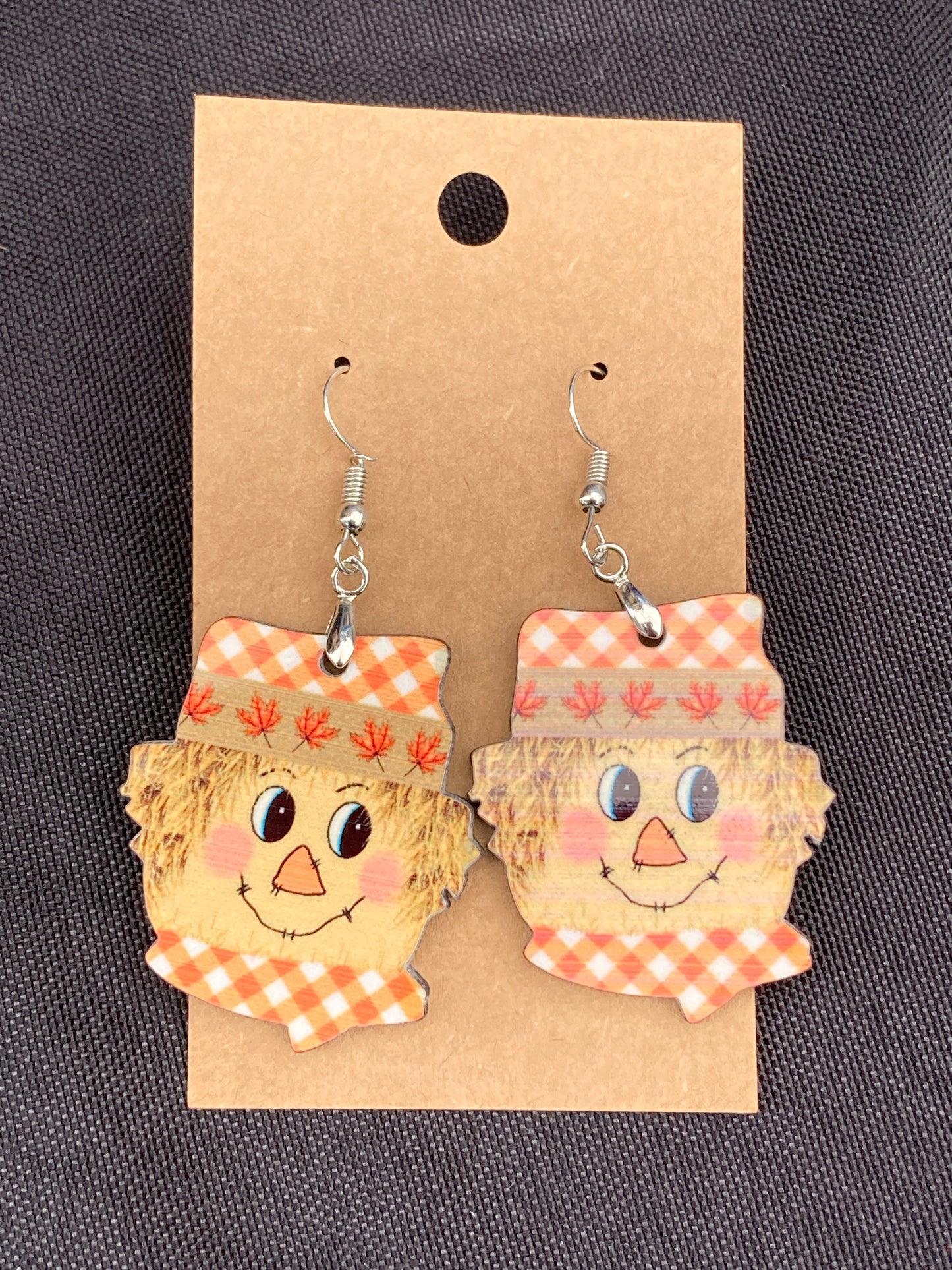 Plaid Leaves (SC03) - Scarecrow Earrings 1.5"