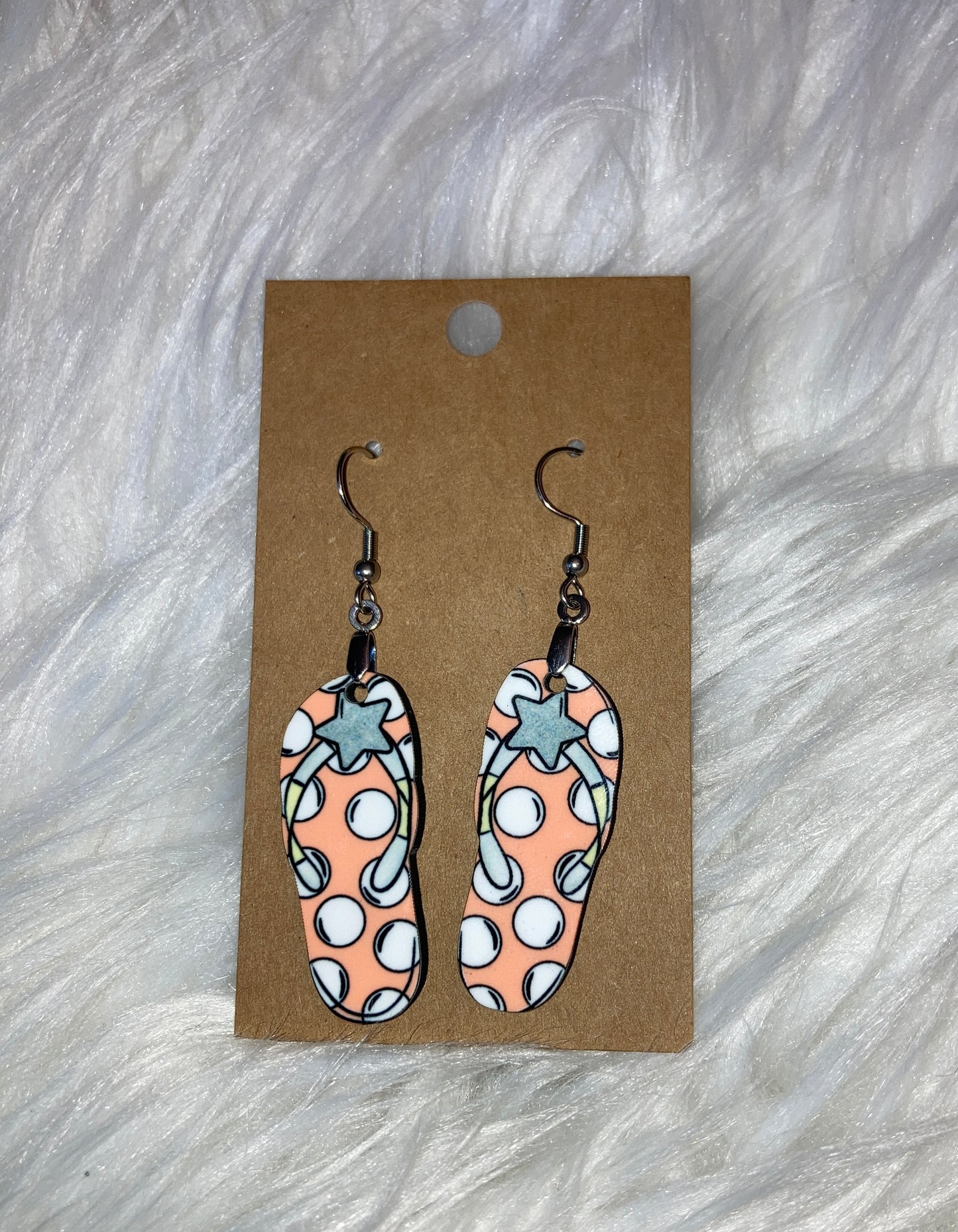 Peach Dot Star (FF75) - Flip Flop Earrings 1.5"