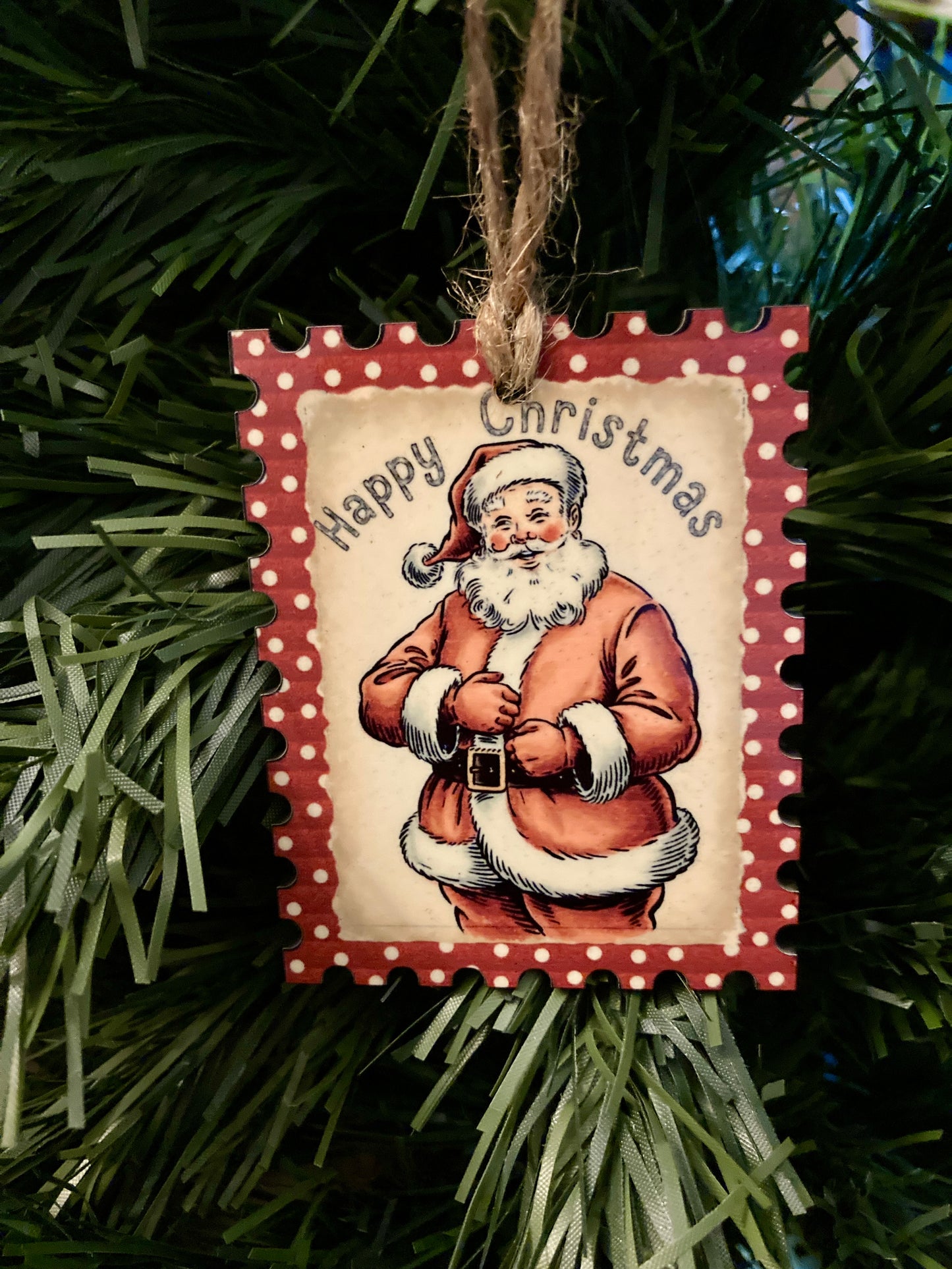 Happy Christmas Santa (STS04) - Stamp Shape Ornament