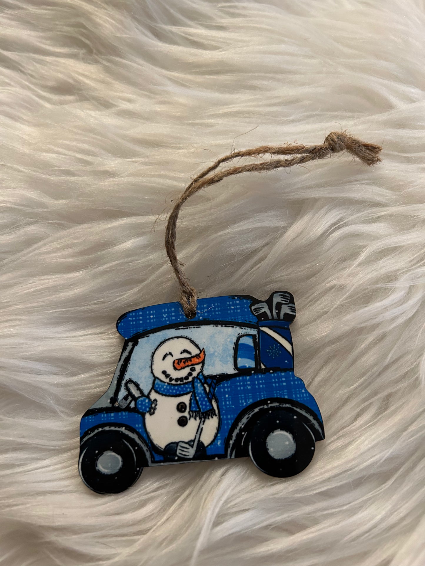 Blue Snowman (GC05) - Golf Cart Shape Ornament
