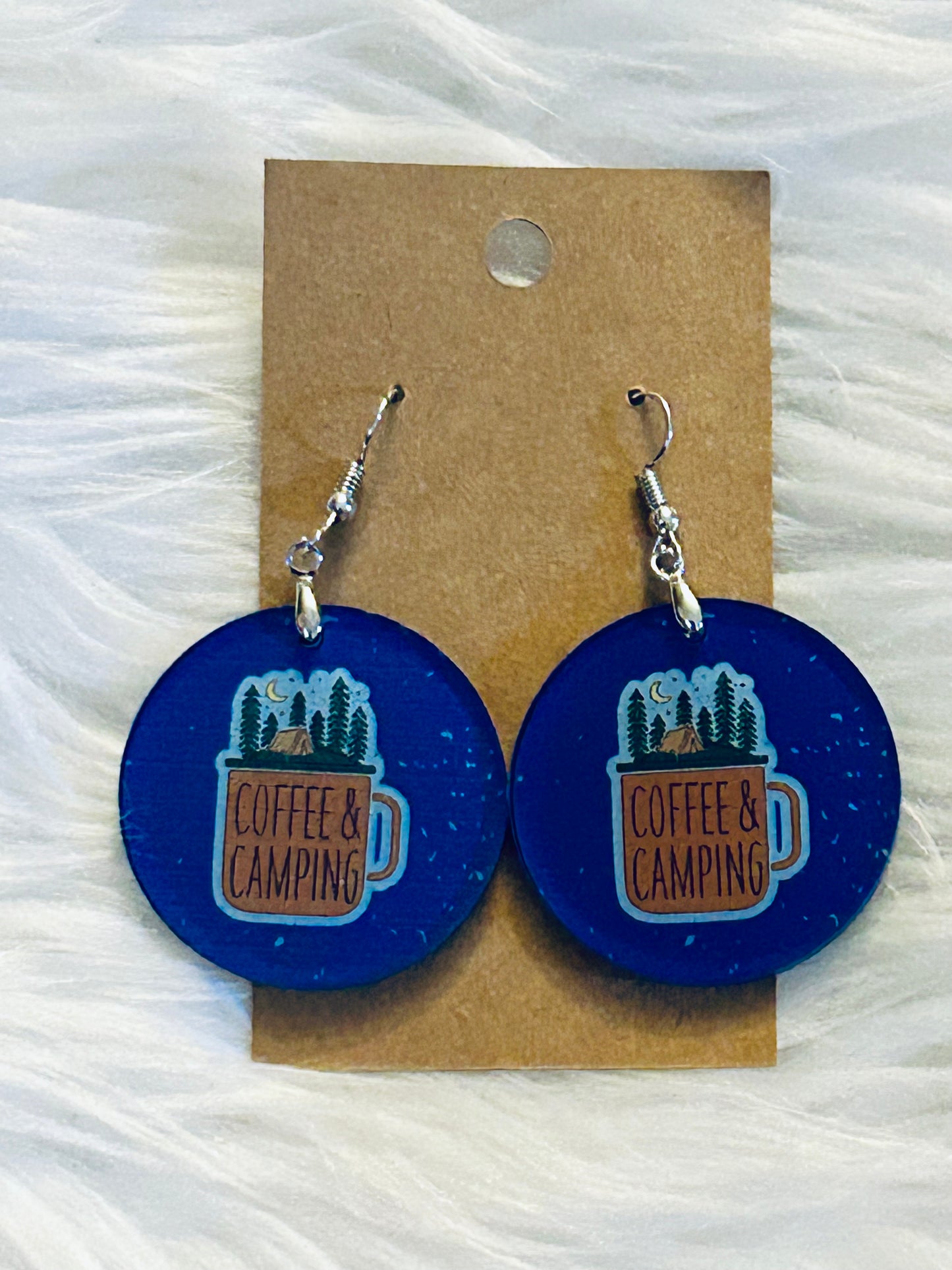 Coffee and Camping - Round Acrylic Earrings 1.5" - R15