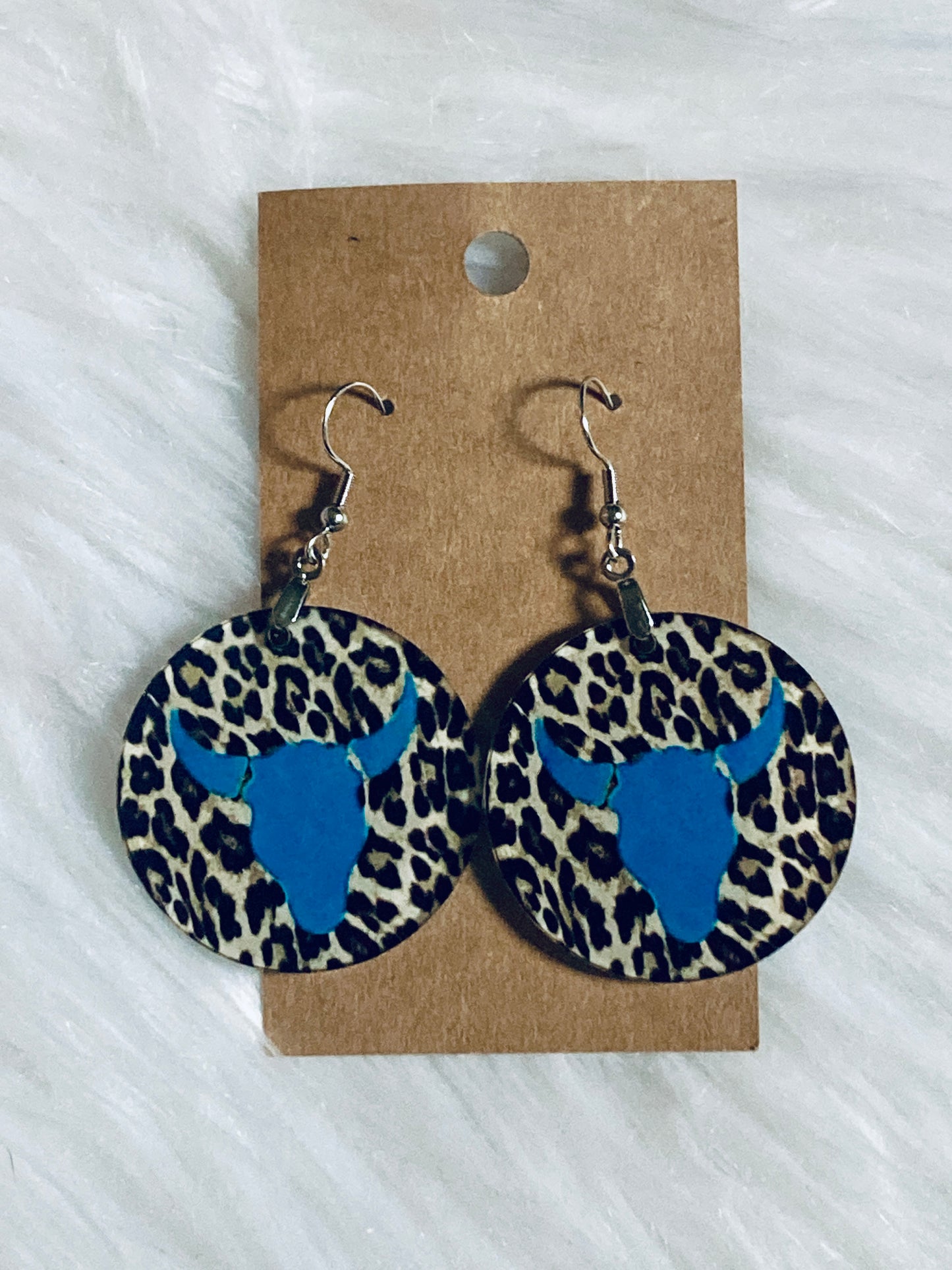Print Steer Head - Round Acrylic Earrings 1.5" - R111