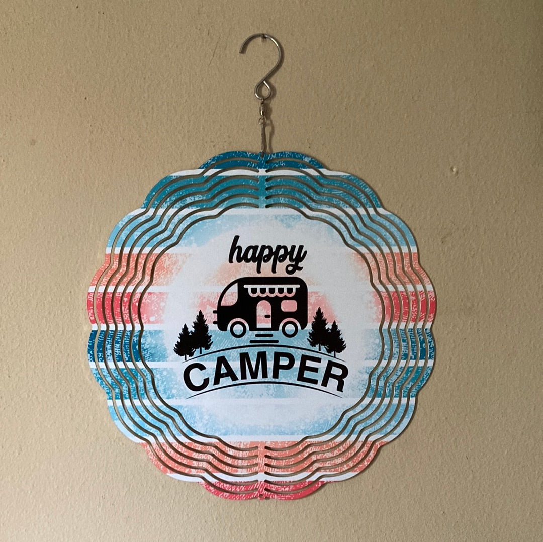 Happy Camper Metal Aluminum Wind Spinner