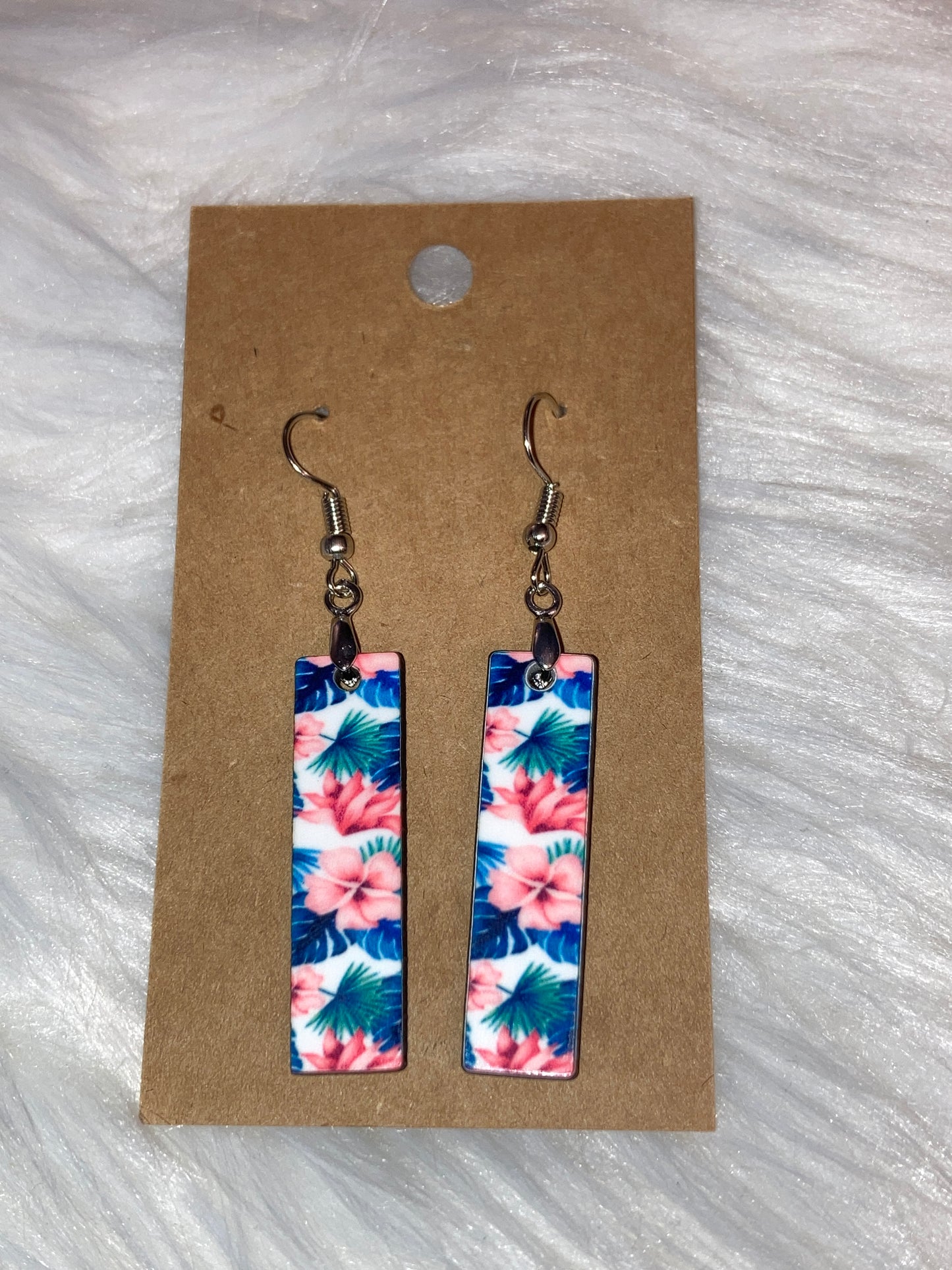 Floral 1 (BE49) - Bar Shape Earrings - 1.5"