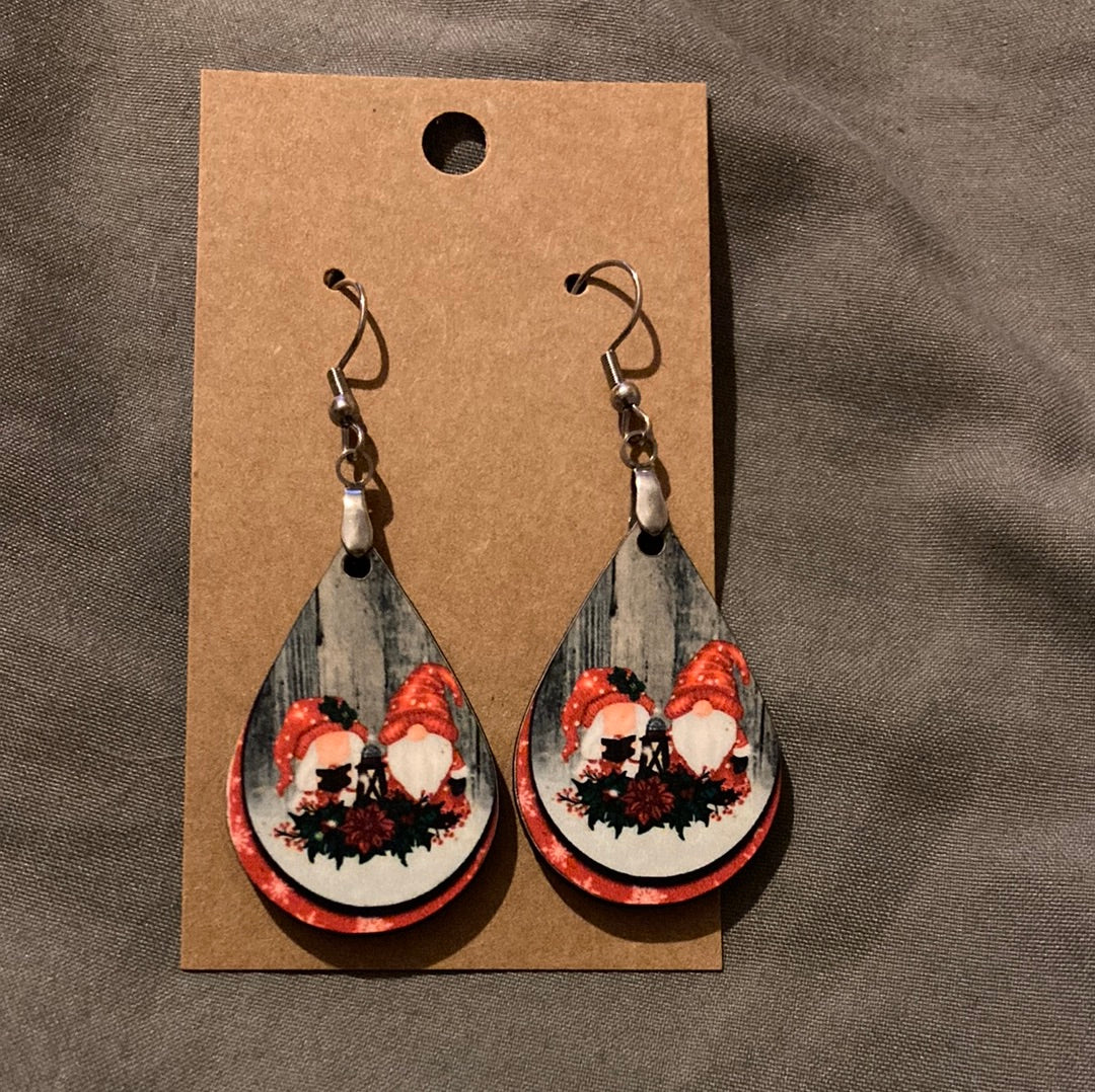 Red Gnomes 2 Tier Look - Tear Drop Earrings