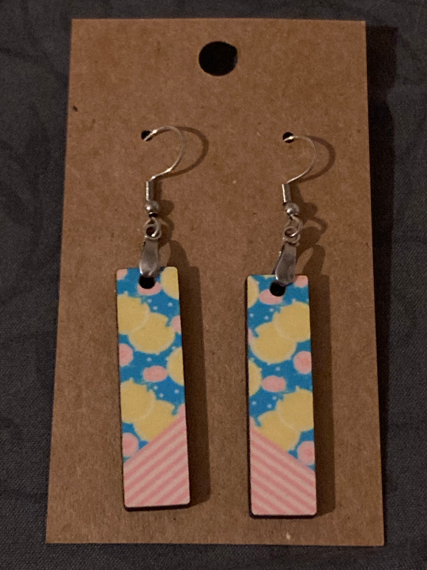 Pink Lemon (BE24) - Bar Shape Earrings - 1.5"
