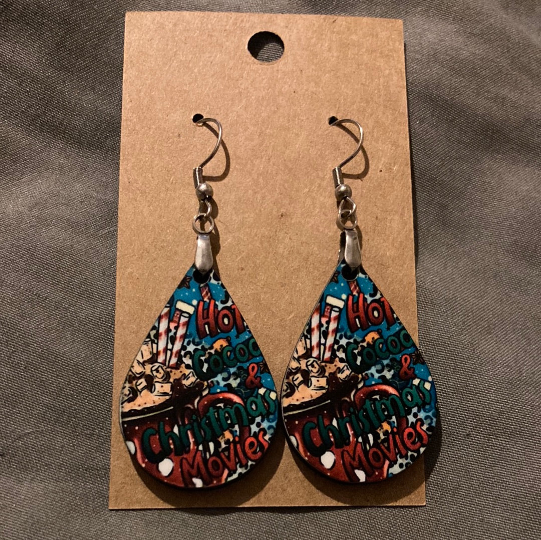 Hot Cocoa & Christmas Movies - Tear Drop Earrings