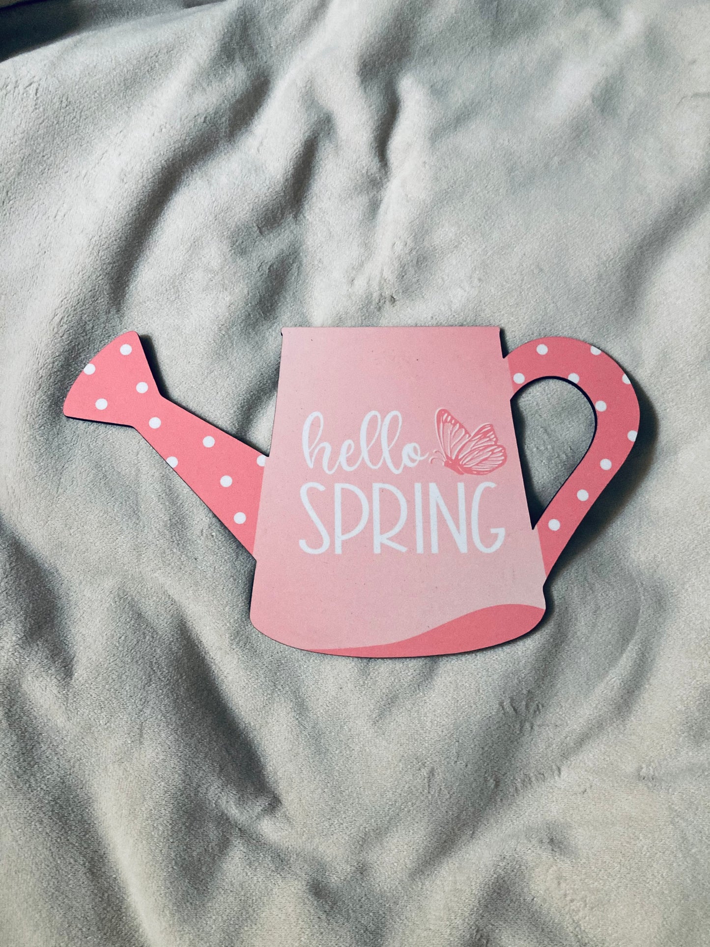 Hello Spring with Back Hanger- Watering Can Shape - Medium