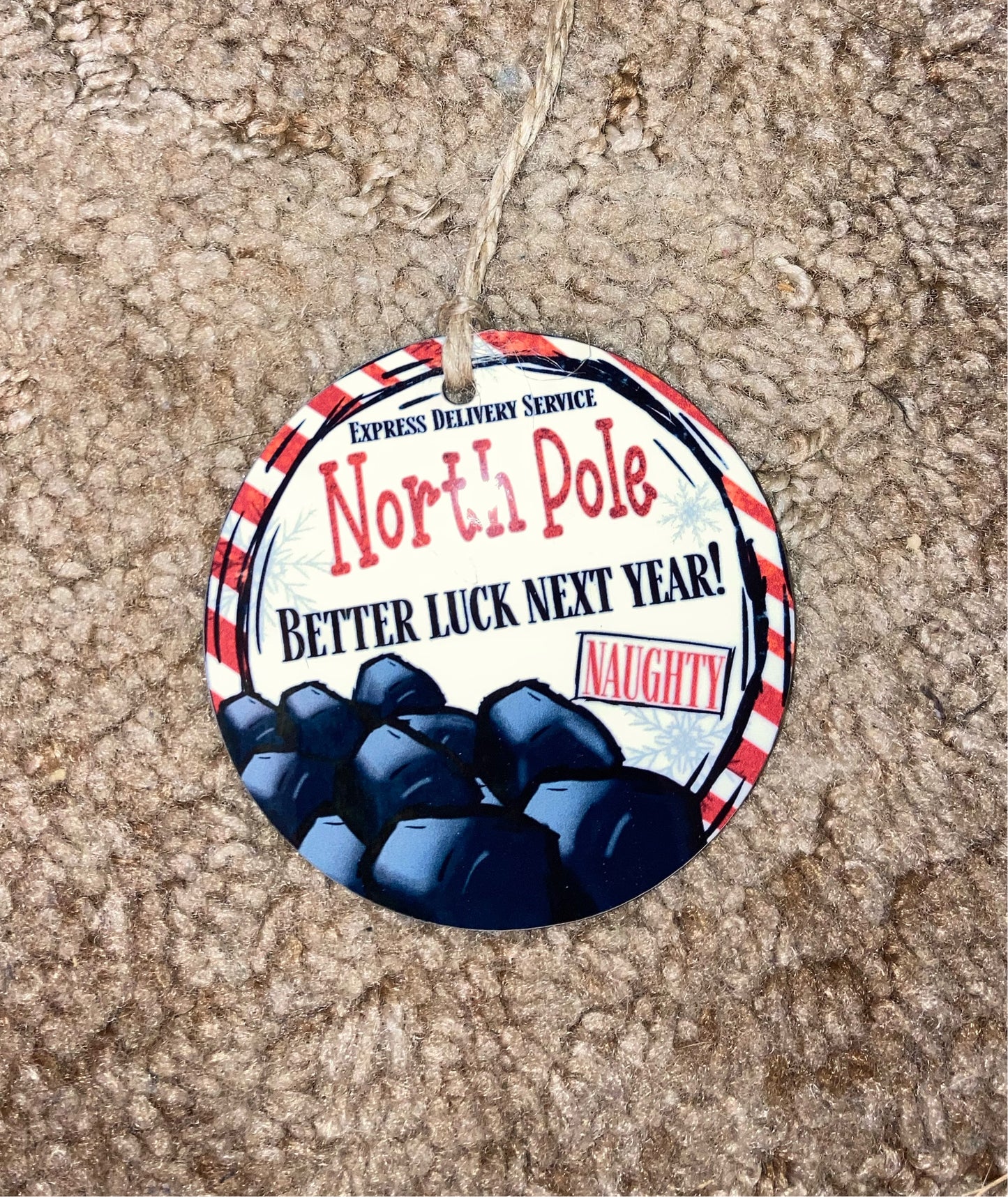 North Pole Naughty Coal - Round Ornament