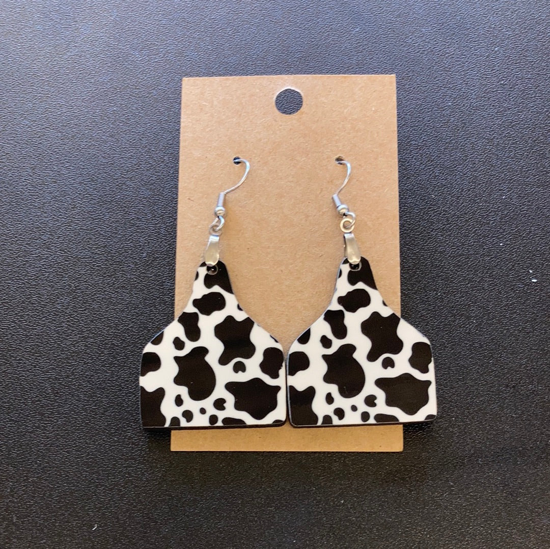 Cow Print - Cattle Tag Earrings 1.5"