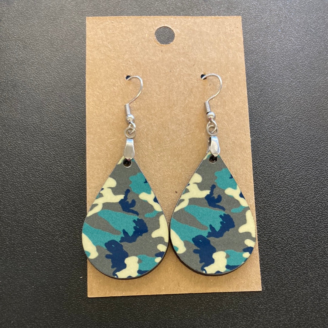 Camo Tear Drop Earrings