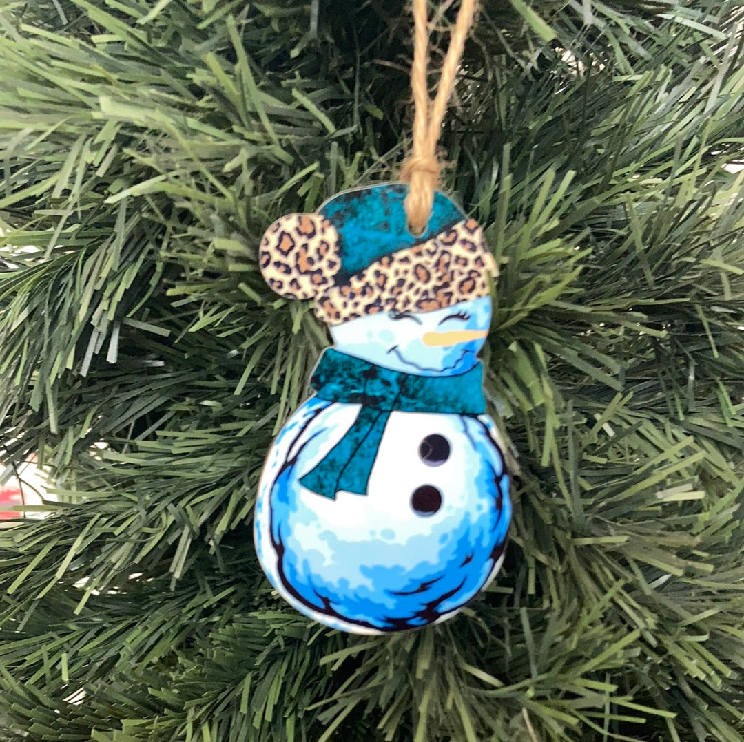 Green Print - Snowman with Beanie Shape Ornament - SB05