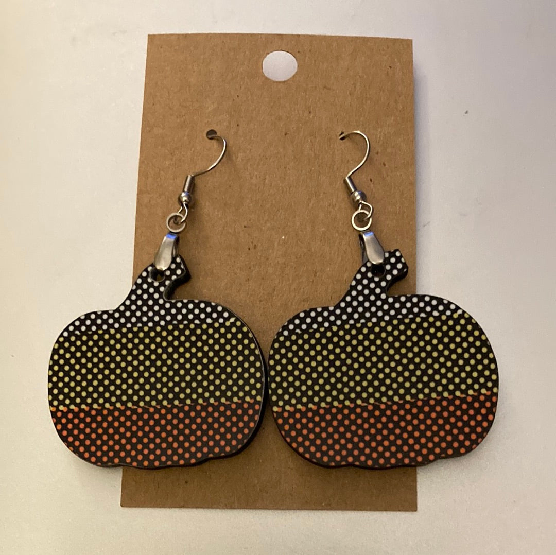 Dot Pumpkin 2(PU12) - Pumpkin Earrings 1.5"