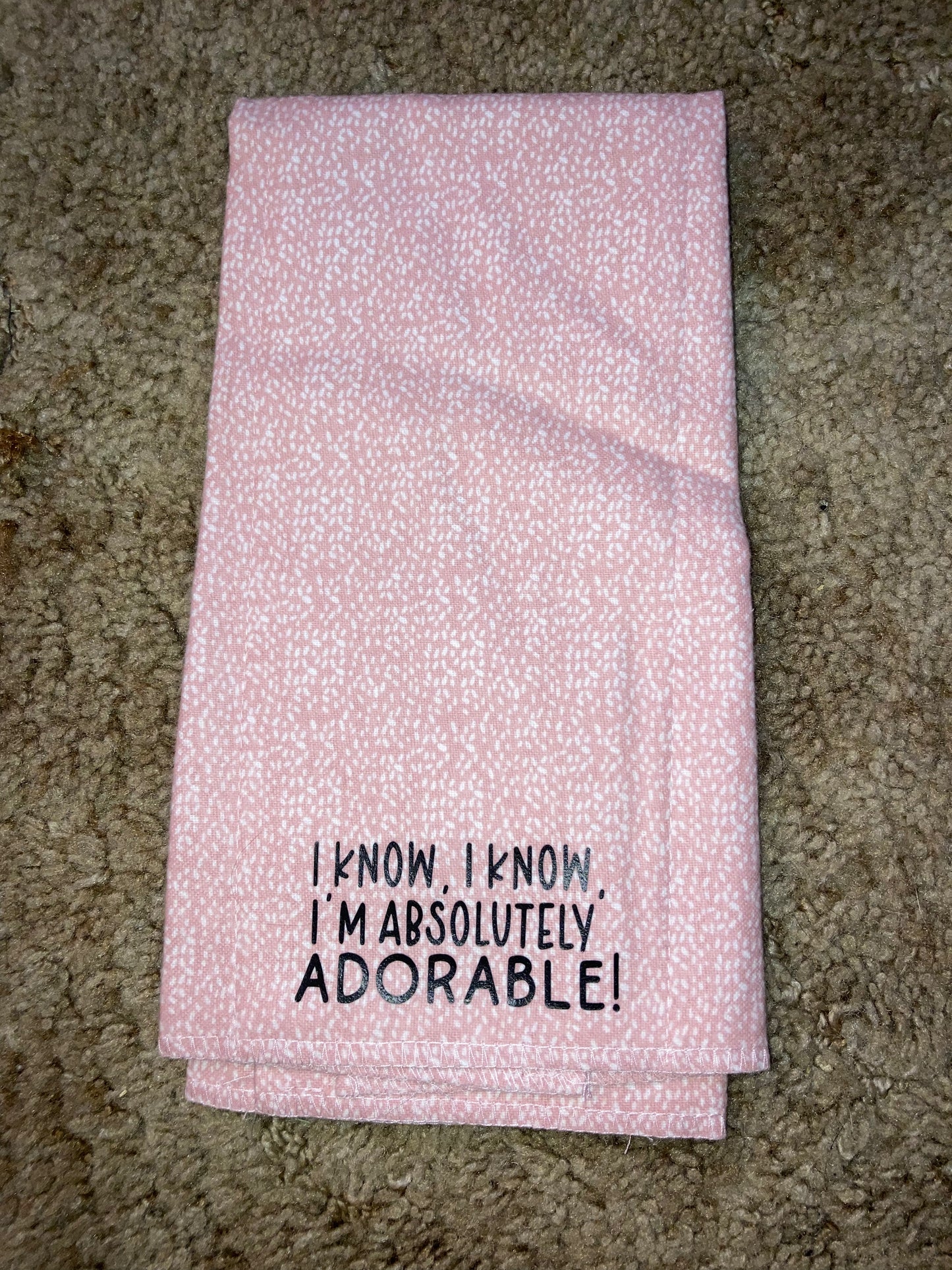 I Know, I Know, I'm Absolutely Adorable Burp Rag Cloth