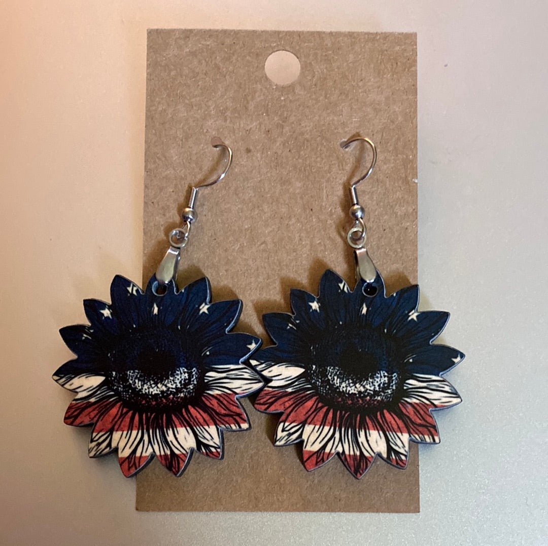 Flag (SF06) - Sunflower Earrings 1.5"