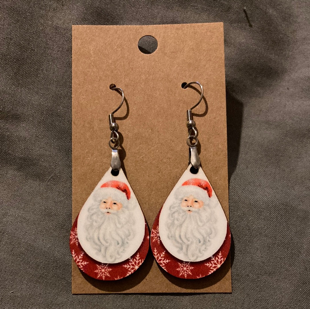 Santa 2 Tier Looking- Tear Drop Earrings