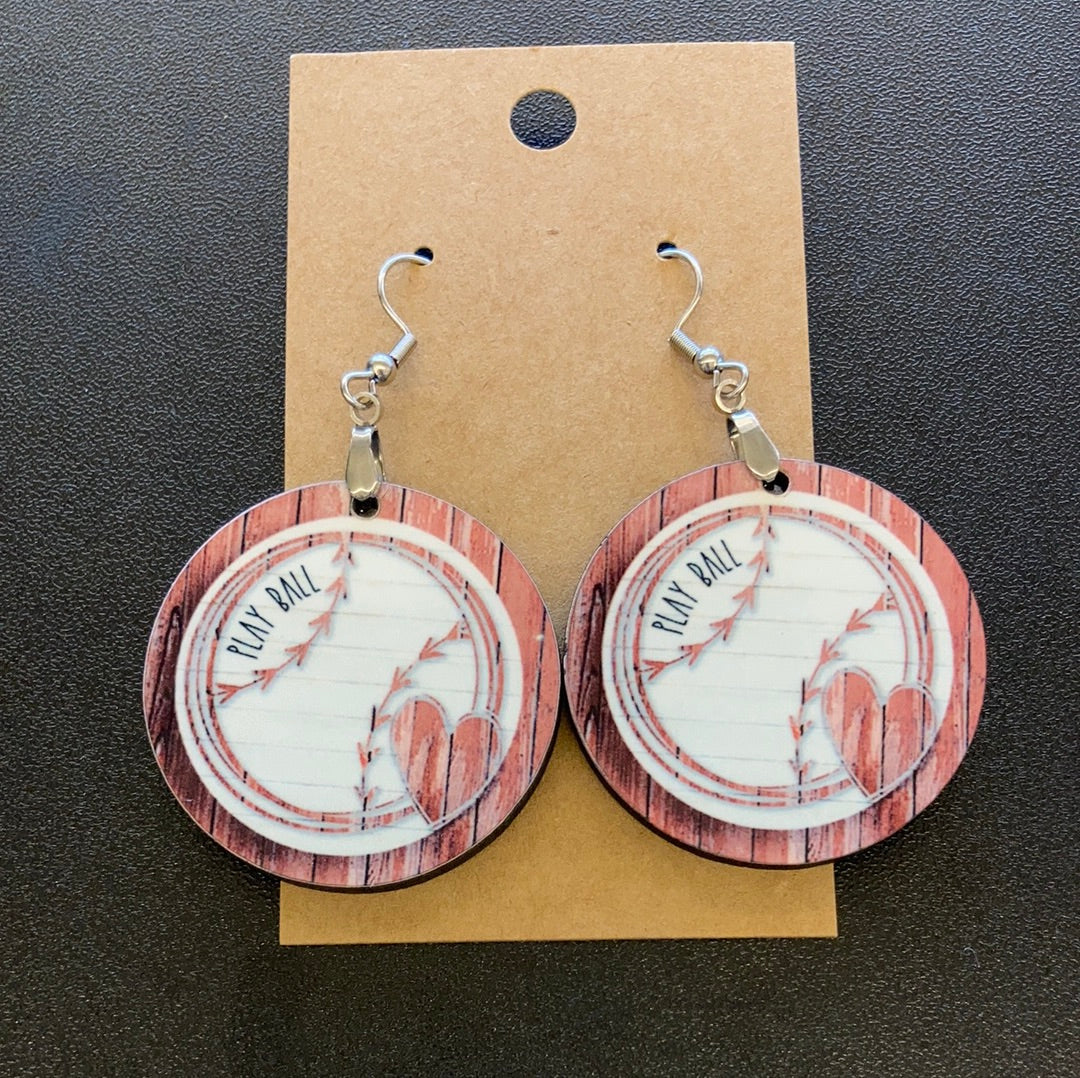 Play Ball (R36) - Round Earrings 1.5"