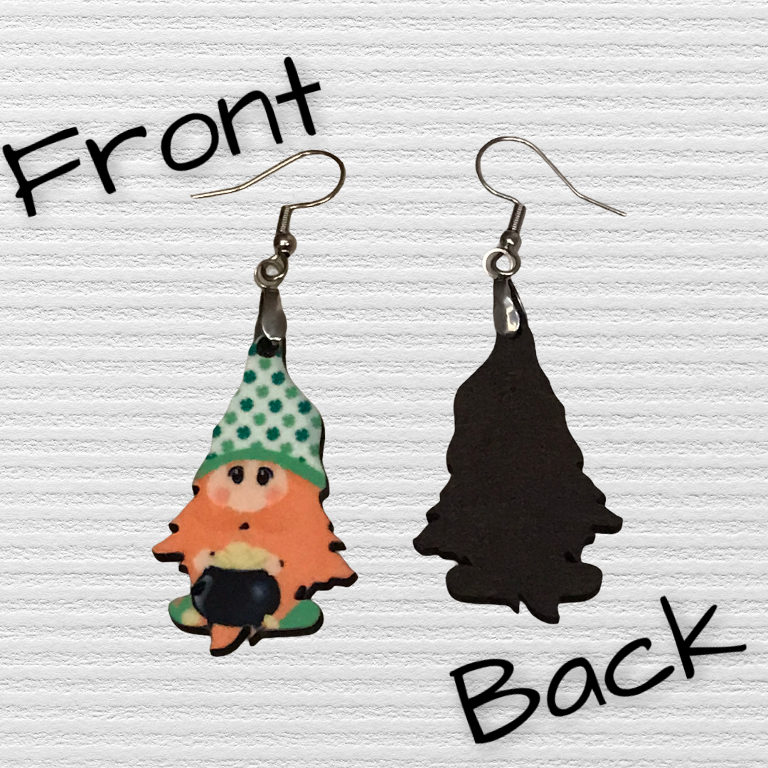 Pot of Gold (G21) Gnome 1.5" Earrings
