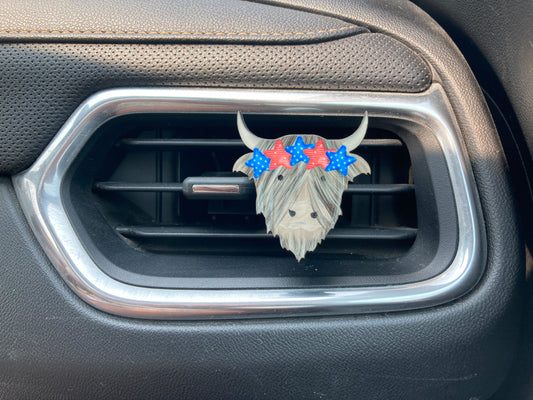 Americana Stars (HC03) Highland Cow 2" Vent Clip