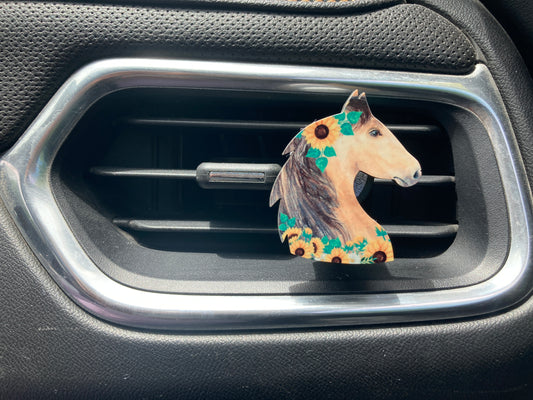 Brown with Sunflowers (HH02) Horse 2" Vent Clip