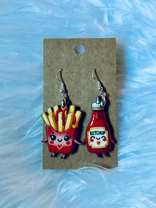 Ketchup To My Fries Matte Earrings 1.5"