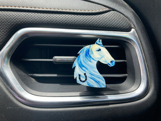 White with Horseshoe (HH05) Horse 2" Vent Clip
