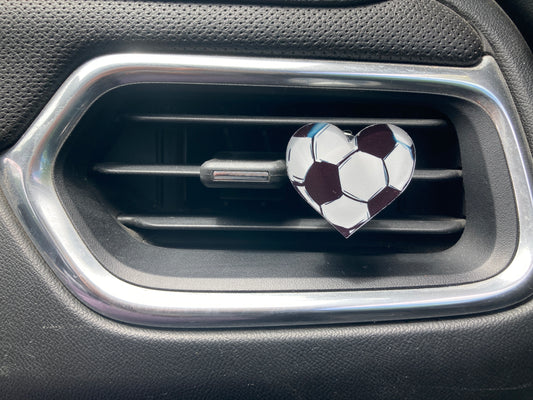 Soccer (HE07) Heart Acrylic 1.5" Vent Clip