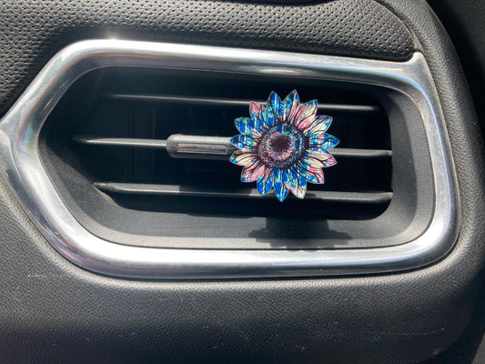 Mutlicolor (SF02) Sunflower Acrylic 1.5" Vent Clip