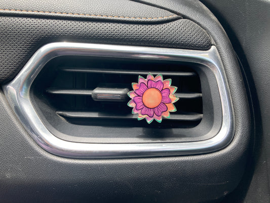 Purple Orange (SF31) Sunflower Acrylic 1.5" Vent Clip