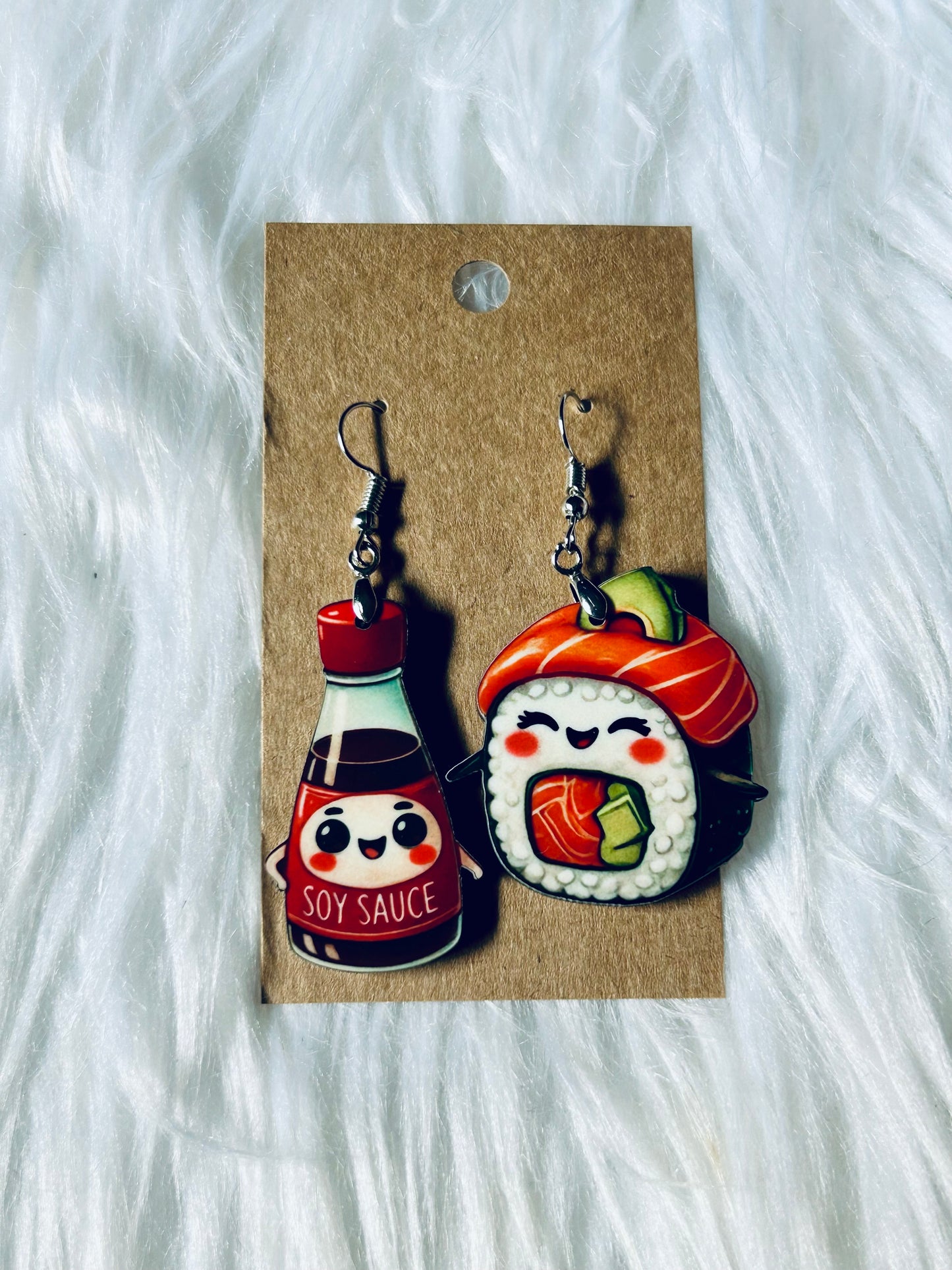 Soy Sauce To My Sushi Matte Earrings 1.5"