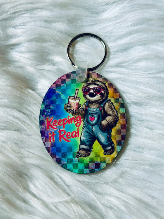 Sloth Snarky Animal Keychain