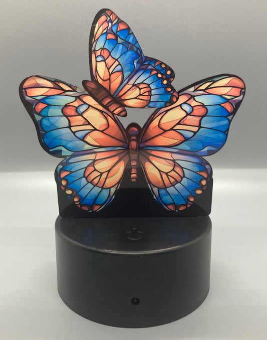 Red and Blue Stained Glass (BFL07) - Butterfly Shape  Light