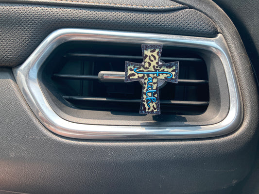 Faith Blue (CR01) Cross Acrylic 2" Vent Clip
