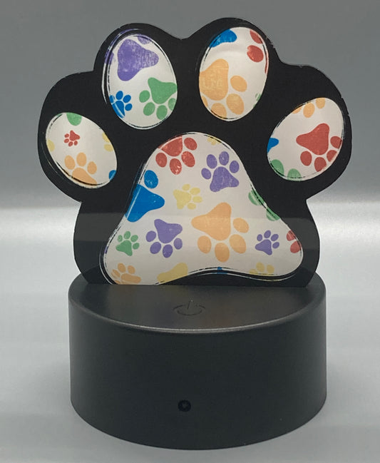 Rainbow Print (PPL02) - Paw Print Shape Light