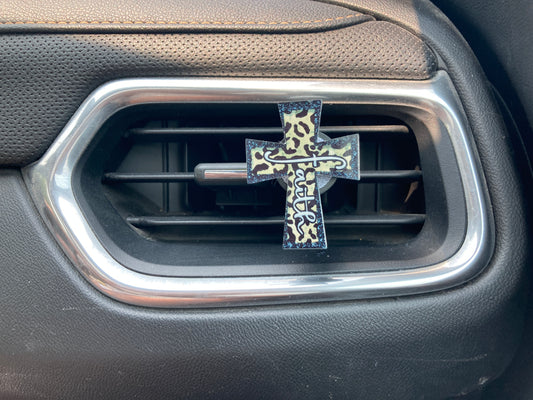 Faith White (CR02) Cross Acrylic 2" Vent Clip