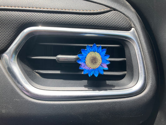 Blue & Purple (SF01) Sunflower Acrylic 1.5" Vent Clip