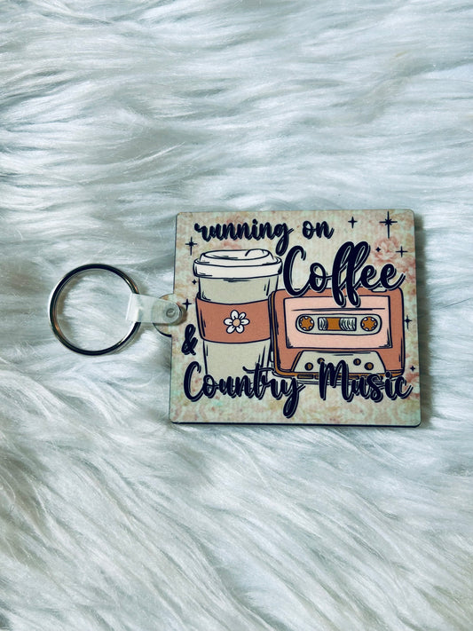 Country Music and Coffee Keychain
