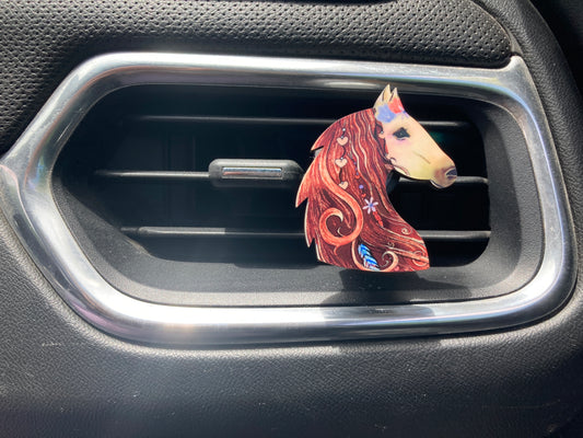 Brown with Pink and Purple (HH06) Horse 2" Vent Clip
