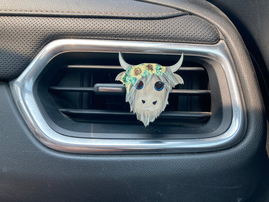 Sunflower (HC05) Highland Cow 2" Vent Clip
