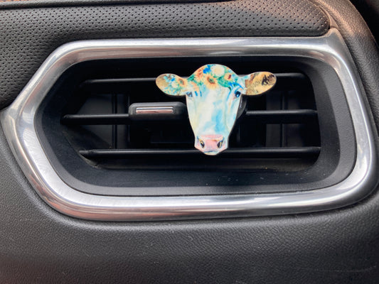 White with Sunflowers (CH08) Cow Head 2" Vent Clip