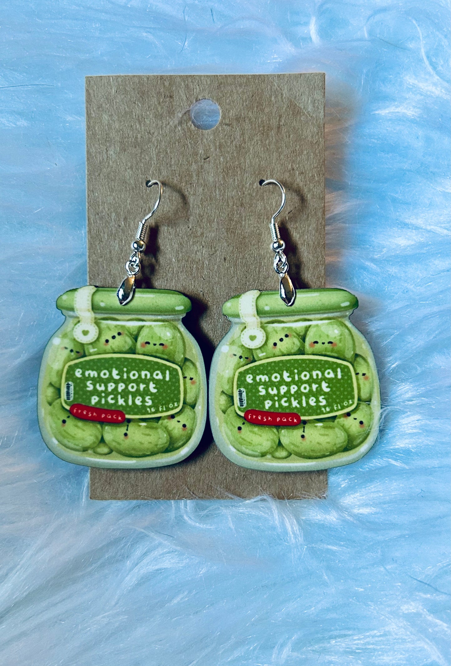 Emotional Support Pickles Earrings 1.5"