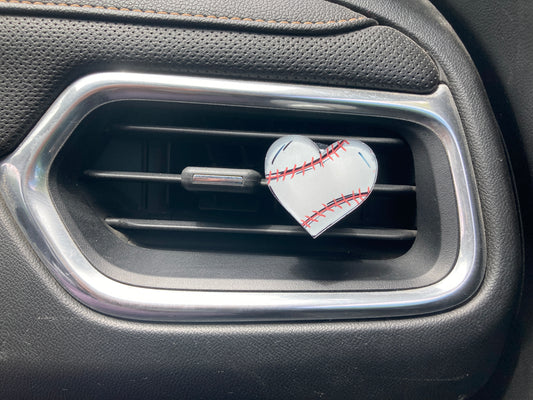 Baseball (HE04) Heart Acrylic 1.5" Vent Clip
