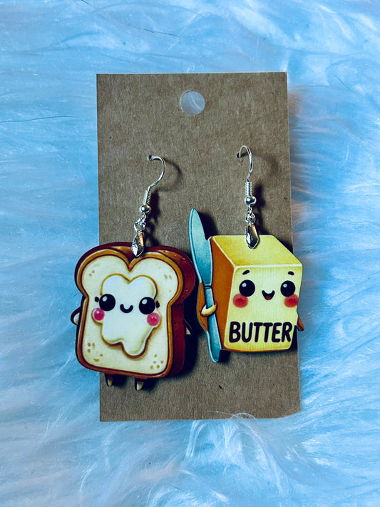 Bread to My Butter Matte Earrings 1.5"